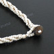 Glass Seed Beads Cone Shell Shiwa Eye 17" Beige Cream Necklace Pendant