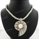 Glass Seed Beads Cone Shell Shiwa Eye 17" Beige Cream Necklace Pendant