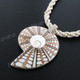 Glass Seed Beads Cone Shell Shiwa Eye 17" Beige Cream Necklace Pendant