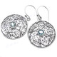 1" 925 Silver Blue Topaz Round French Wires Earrings