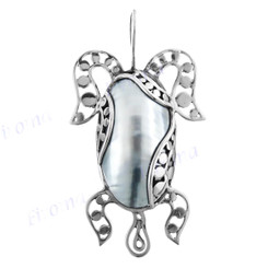 3 1/4" 925 Silver Nautilus Shell Turtle Pendant