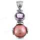 1 9/16" 925 Silver Pink Mabe Pearl Amethyst Pendant