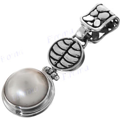 1 13/16" 925 Silver White Mabe Pearl Pendant