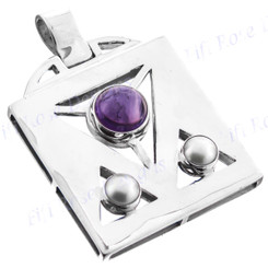1 7/8" 925 Silver Amethyst Pearl Pendant