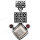 1 1/2" 925 Silver Garnet White Mabe Pearl Red Pendant