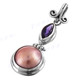 1 3/8" 925 Silver Pink Mabe Pearl Amethyst Pendant