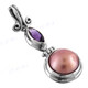 1 3/8" 925 Silver Pink Mabe Pearl Amethyst Pendant