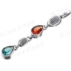 2 3/8" 925 Silver Blue Topaz Yellow Corondum Pendant