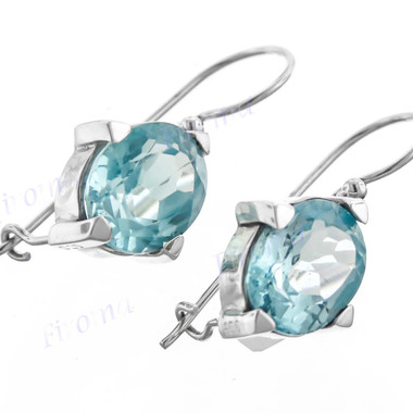 9/16" 925 Silver Blue Topaz French Wires Earrings