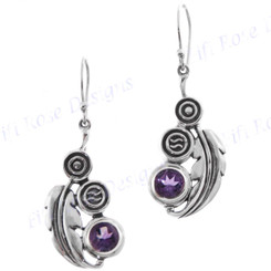 1 1/8" 925 Silver Amethyst French Wires Earrings