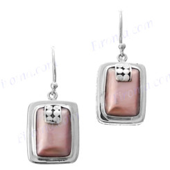 11/16" 925 Silver Pink Mabe Pearl French Wires Earrings
