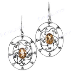 1" 925 Silver Citrine French Wires Earrings