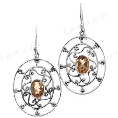 1" 925 Silver Citrine French Wires Earrings