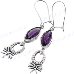 1 5/16" 925 Silver Amethyst French Wires Earrings