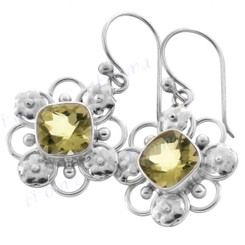 13/16" 925 Silver Lemon Quartz French Wires Earrings