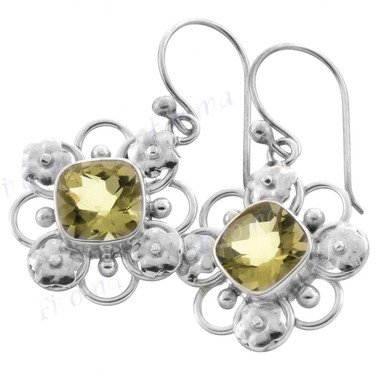 13/16" 925 Silver Lemon Quartz French Wires Earrings