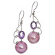 1 1/8" 925 Silver Pink Mabe Pearl Amethyst French Wires Earrings