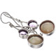 1 1/8" 925 Silver Pink Mabe Pearl Amethyst French Wires Earrings