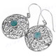 1" 925 Silver Turquoise Round French Wires Earrings