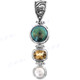 2 1/8" 925 Silver Pearl Biwa Citrine Pendant