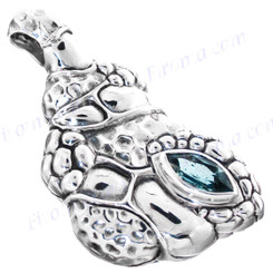 1 7/8" 925 Silver Blue Topaz Pendant