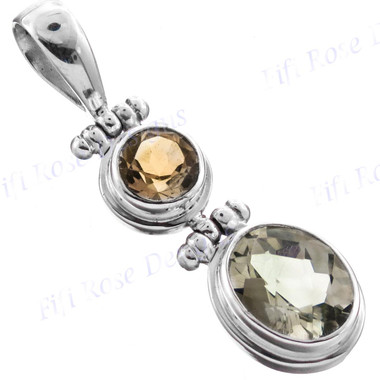 1 3/8" 925 Silver Green Amethyst Citrine Pendant