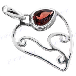 1 1/2" 925 Silver Garnet Red Pendant
