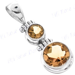 1 1/4" 925 Silver Citrine Pendant