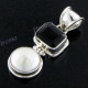 1 7/16" 925 Silver Onyx Biwa Pearl Pendant