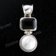 1 7/16" 925 Silver Onyx Biwa Pearl Pendant