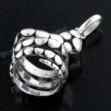 1 3/16" 925 Silver Snake Pendant