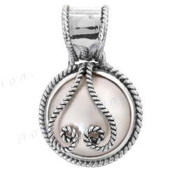 1 1/16" 925 Silver White Mabe Pearl Pendant