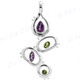 2 3/8" 925 Silver Peridot Amethyst Pendant