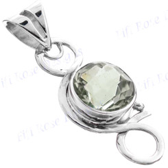 1 3/16" 925 Silver Green Amethyst Pendant