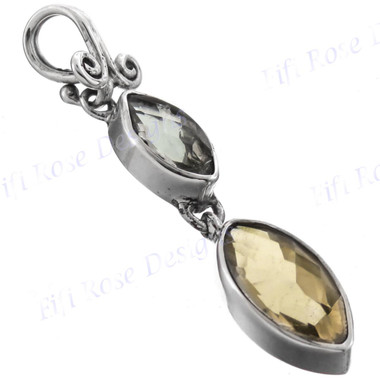 1 7/16" 925 Silver Green Amethyst Lemon Quartz Pendant