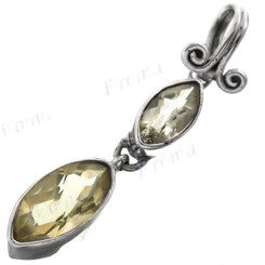 1 7/16" 925 Silver Green Amethyst Lemon Quartz Pendant