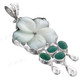 2 3/4" 925 Silver Blue Mother Of Pearl Turquoise Shell Pendant