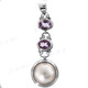 2 3/4" 925 Silver Amethyst White Mabe Pearl Pendant