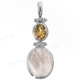 1 9/16" 925 Silver Mother Of Pearl Citrine Shell Pendant