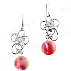 1 5/16" 925 Silver Pink Mother Of Pearl Shell French Wires Earrings