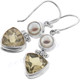 13/16" 925 Silver Lemon Quartz Biwa Pearl French Wires Earrings