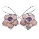9/16" 925 Silver Pink Mother Of Pearl Amethyst Shell French Wires Earrings