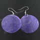 1 7/16" Dyed Capiz Shell Purple French Hook Earrings