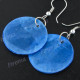 1" Genuine Dyed Capiz Shell Blue French Earrings
