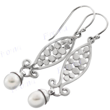 1 1/4" 925 Silver Freshwater Pearl French Wires Earrings