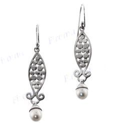 1 1/4" 925 Silver Freshwater Pearl French Wires Earrings
