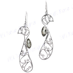 1 13/16" 925 Silver Green Amethyst French Wires Earrings
