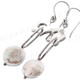 1 9/16" 925 Silver Biwa Pearl French Wires Earrings
