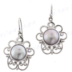 13/16" 925 Silver Freshwater Pearl French Wires Earrings