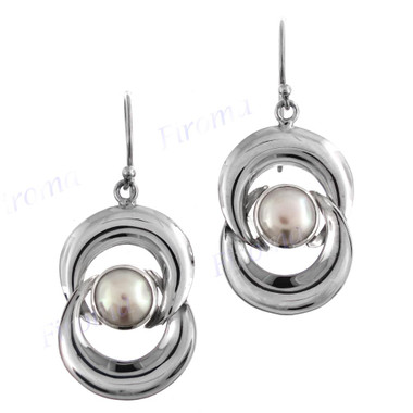 15/16" 925 Silver Freshwater Pearl French Wires Earrings